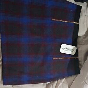 Collection B Skirt - Blue and Red Plaid Midi Skirt